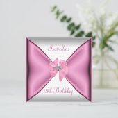 15th誕生日パーティーシルクかわいらしピンクボウ 招待状 (スタンド正面)
