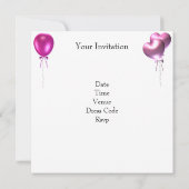 15th誕生日パーティーピンクハートシルバー・バルーン 招待状 (裏面)