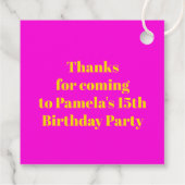 15th誕生日パーティー女の子ピンク黄色の紫 フェイバータグ (裏面)