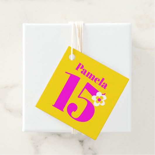 15th誕生日パーティー女の子ピンク黄色の紫 フェイバータグ (インサイチュ)