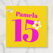 15th誕生日パーティー女の子ピンク黄色の紫 フェイバータグ (正面)
