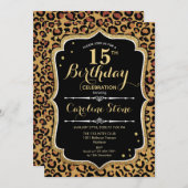 15th誕生日-プリント 招待状 (正面/裏面)
