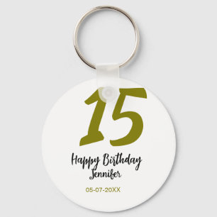 15th誕生日quienenera追加の日付の年の黄金 キーホルダー