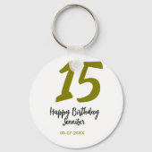 15th誕生日quienenera追加の日付の年の黄金 キーホルダー (裏面)