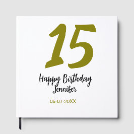 15th誕生日quienenera追加の日付の年の黄金 ゲストブック