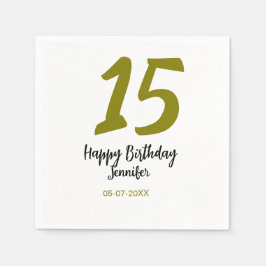 15th誕生日quienenera追加の日付の年の黄金 スタンダードカクテルナプキン