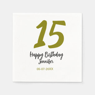15th誕生日quienenera追加の日付の年の黄金 スタンダードカクテルナプキン