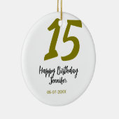 15th誕生日quienenera追加の日付の年の黄金 セラミックオーナメント (右)