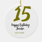 15th誕生日quienenera追加の日付の年の黄金 セラミックオーナメント (裏面)