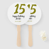 15th誕生日quienenera追加の日付の年の黄金 ハンドファン (正面&裏面)