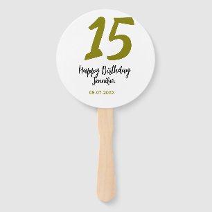 15th誕生日quienenera追加の日付の年の黄金 ハンドファン