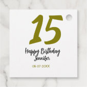 15th誕生日quienenera追加の日付の年の黄金 フェイバータグ (裏面)