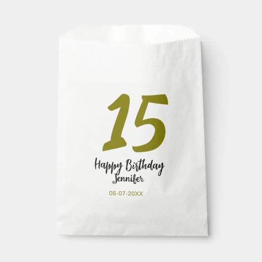 15th誕生日quienenera追加の日付の年の黄金 フェイバーバッグ (正面)