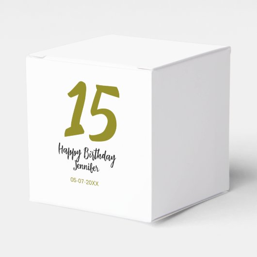 15th誕生日quienenera追加の日付の年の黄金 フェイバーボックス (正面サイド)