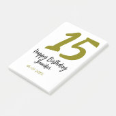 15th誕生日quienenera追加の日付の年の黄金 ポストイット (アングル)