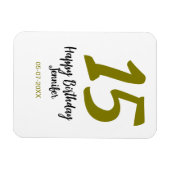 15th誕生日quienenera追加の日付の年の黄金 マグネット (横)