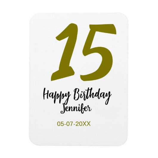 15th誕生日quienenera追加の日付の年の黄金 マグネット (縦)