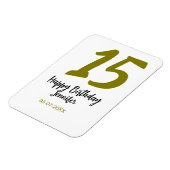 15th誕生日quienenera追加の日付の年の黄金 マグネット (左側)