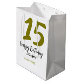 15th誕生日quienenera追加の日付の年の黄金 ミディアムペーパーバッグ (裏面アングル)