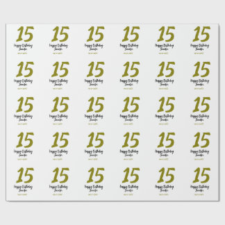 15th誕生日quienenera追加の日付の年の黄金 ラッピングペーパー