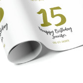 15th誕生日quienenera追加の日付の年の黄金 ラッピングペーパー (ロールコーナー)