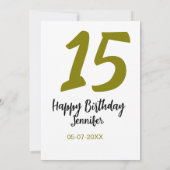 15th誕生日quienenera追加の日付の年の黄金 招待状 (裏面)