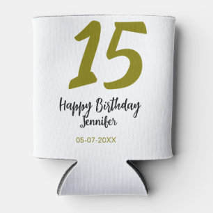 15th誕生日quienenera追加の日付の年の黄金 缶クーラー