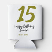 15th誕生日quienenera追加の日付の年の黄金 缶クーラー (裏面)