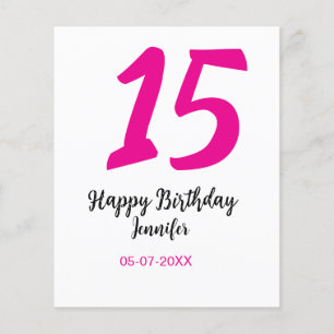 15th誕生日quienenera追加の日付の年ピンクのテンプレート