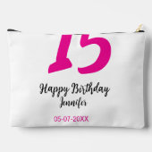 15th誕生日quienenera追加の日付の年ピンクのテンプレート アクセサリーポーチ (裏面)