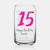 15th誕生日quienenera追加の日付の年ピンクのテンプレート ガラス缶 (裏面)