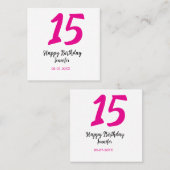 15th誕生日quienenera追加の日付の年ピンクのテンプレート スクエア名刺 (正面/裏面)