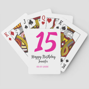 15th誕生日quienenera追加の日付の年ピンクのテンプレート トランプ