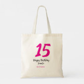 15th誕生日quienenera追加の日付の年ピンクのテンプレート トートバッグ (裏面)
