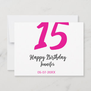15th誕生日quienenera追加の日付の年ピンクのテンプレート ノートカード