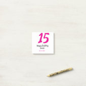 15th誕生日quienenera追加の日付の年ピンクのテンプレート ポストイット (デスク上)