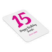 15th誕生日quienenera追加の日付の年ピンクのテンプレート マグネット (右側)