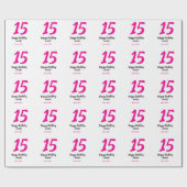 15th誕生日quienenera追加の日付の年ピンクのテンプレート ラッピングペーパー (フラット)