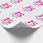 15th誕生日quienenera追加の日付の年ピンクのテンプレート ラッピングペーパー (角)