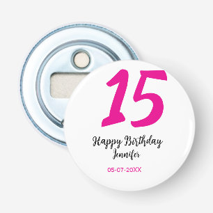 15th誕生日quienenera追加の日付の年ピンクのテンプレート 栓抜き