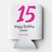 15th誕生日quienenera追加の日付の年ピンクのテンプレート 缶クーラー (裏面)