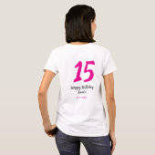 15th誕生日quienenera追加の日付の年ピンクのテンプレート tシャツ (裏面フル)