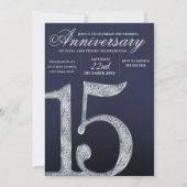 15th Anniversary Diamond Silver Dark Blue Years 招待状 (正面)