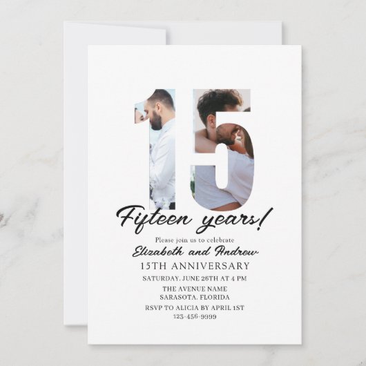 15th Anniversary with Photo Minimalist 招待状 (正面)