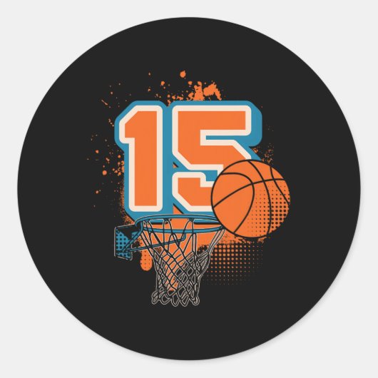 15th Birthday Boy Sketll Player Sketll 15 Years Ol ラウンドシール (正面)