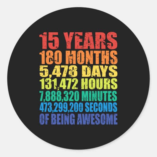 15th Birthday, Boys &amp; Girls, Cool 15 Years Of  ラウンドシール (正面)