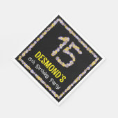 15th Birthday: Floral Flowers Number, Custom Name スタンダードランチョンナプキン (角)