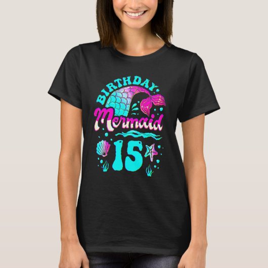 15th Birthday Mermaid 15 Years Ocean Theme Party F Tシャツ (正面)