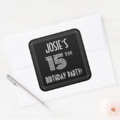 15th Birthday Party:アールデコスタイルと名前をカスタムする スクエアシール (封筒)
