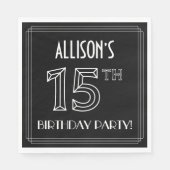 15th Birthday Party:アールデコスタイル+名前をカスタムする スタンダードランチョンナプキン (正面)